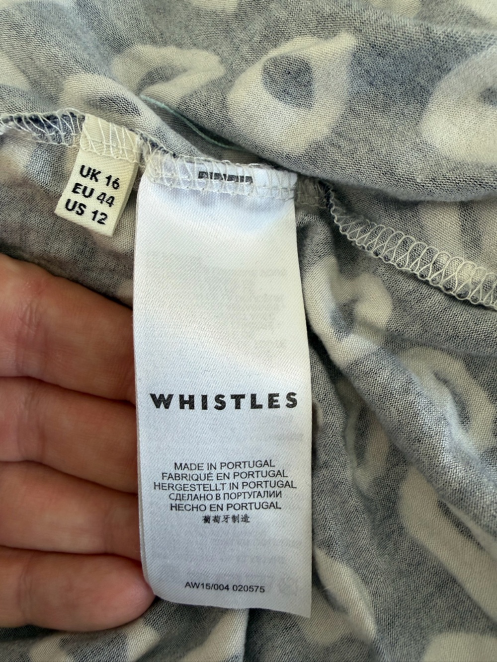 Whistles Navy Abstract Spot Ruched Dress Size 12 UK 16 Stretch Jersey Sheath - Picture 6 of 7